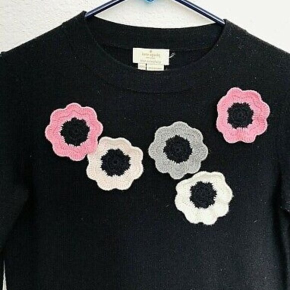 Kate Spade Floral Crochet Accent Bell Sleeve Peplum Sweater BNWT - Picture 2 of 2